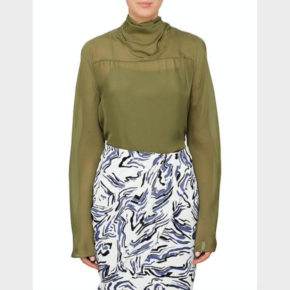 SOLD Camilla and Marc Sage Green Silk Essie Top Blouse Size 14 - Picture 4 of 14